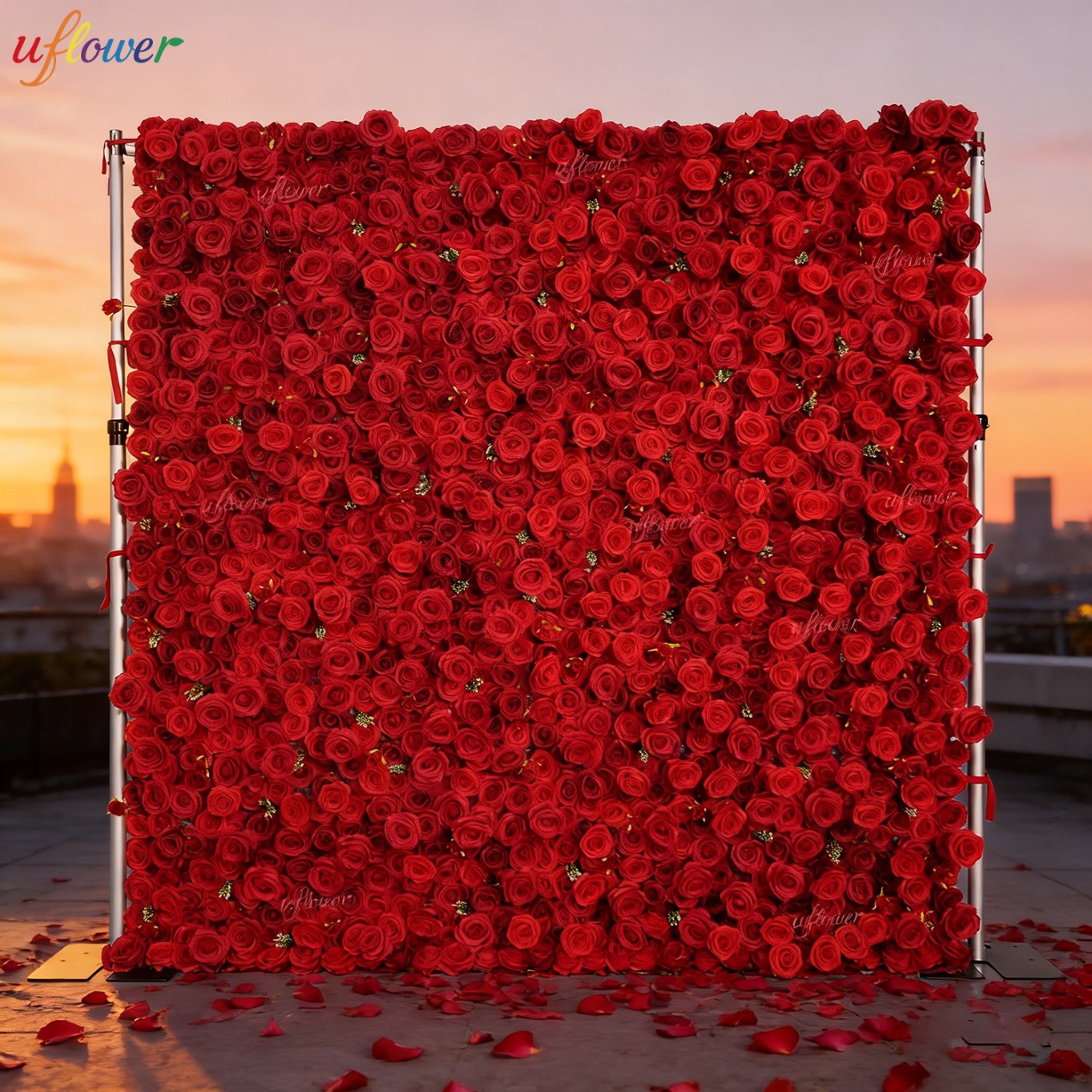Flower Wall Panel - Искусственная цветочная стена Uflower Red Rose:
