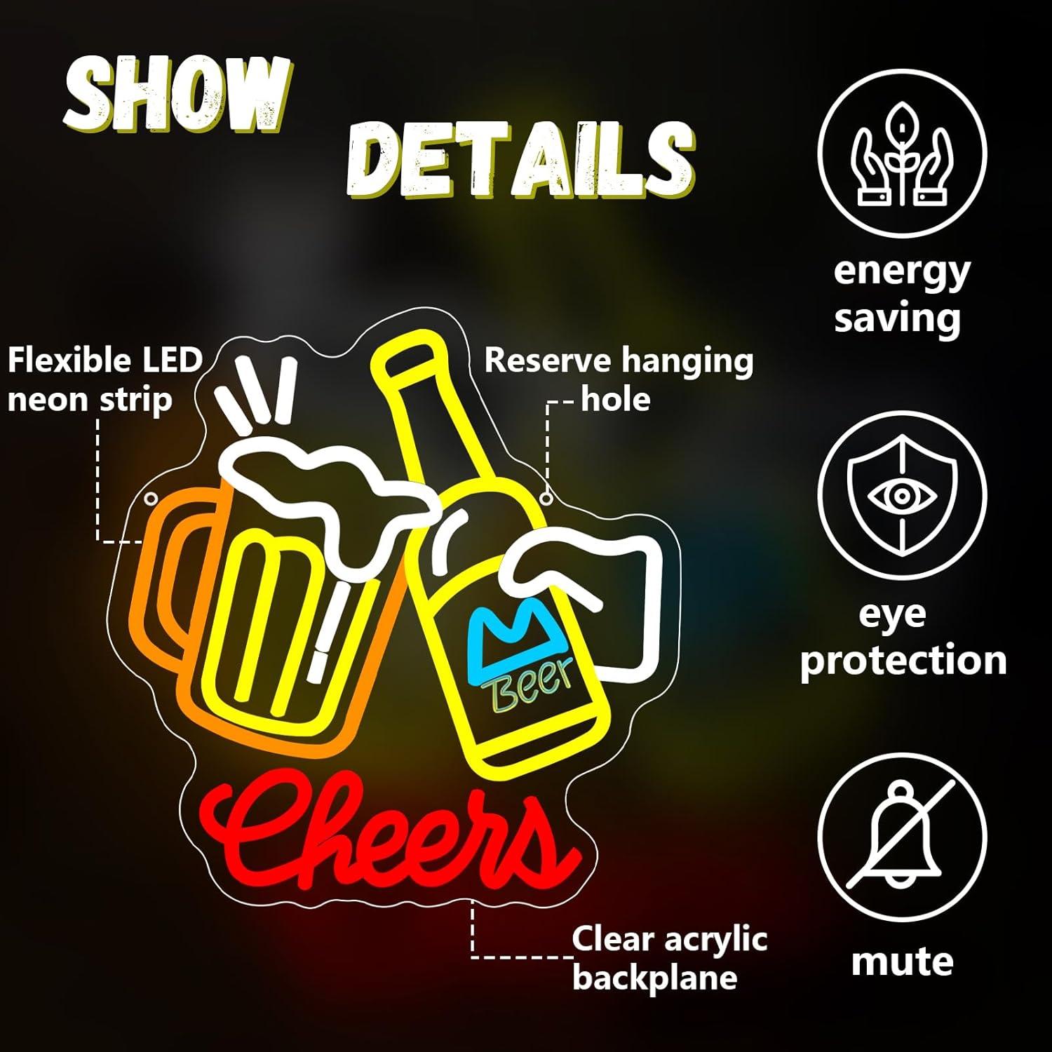 Неоновая вывеска «Cheers Beer» – обзор и цена Neon Sign Party